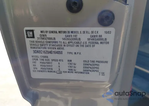 2004 Chevrolet Suburban 1500 Lt from USA, damaged, VIN 3GNEC16Z84G164050